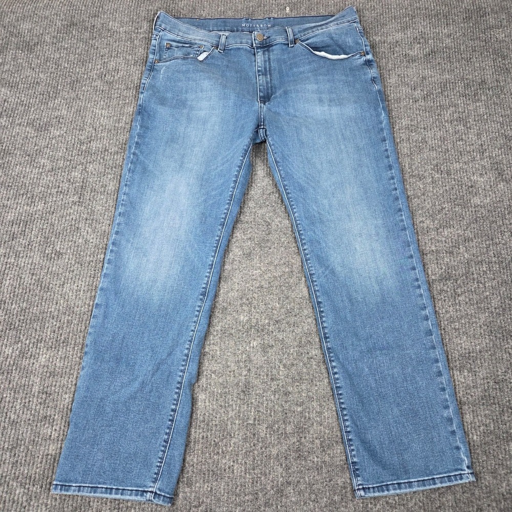 Mott & Bow Mens Slim Fit Jeans Medium Wash Blue Denim W38 L30 Stretch 26946